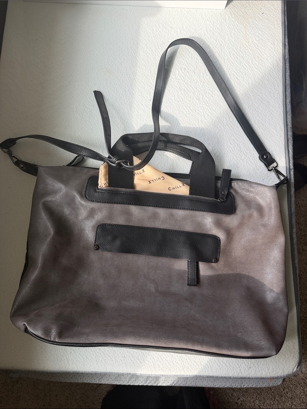 Chilix Two tone Large Gray (one side) and Black (opposite side)Tote Bag